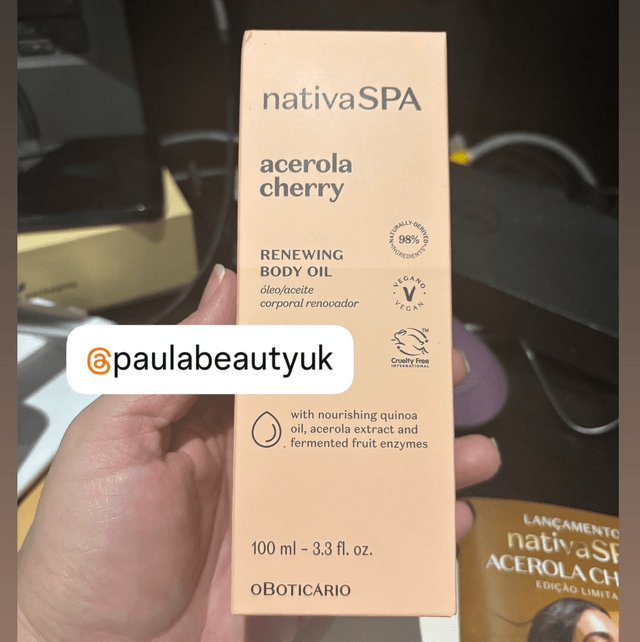 O Boticário Nativa Spa Acerola Cherry Renewing Body Oil, 100ml OLEO CORPORAL
