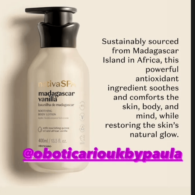Nativa Spa Loção Hidratante (Madagascar Vanilla) Baunilha de Madagascar 400ml