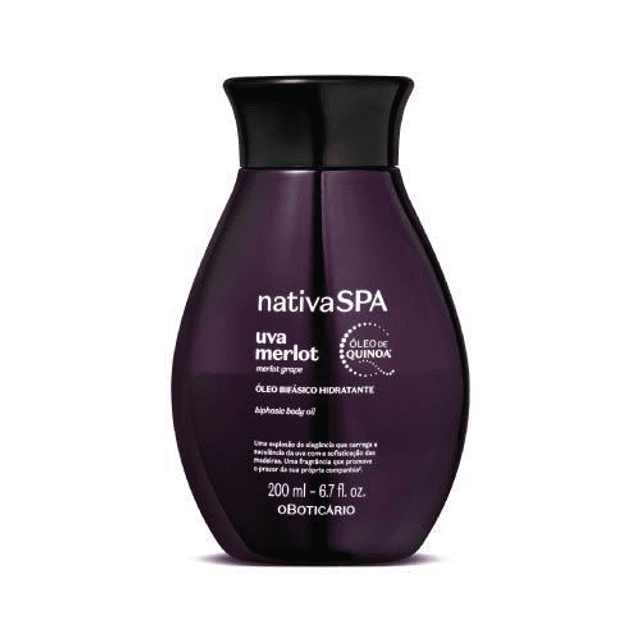 O Boticario Nativa Spa Biphasic Moisturising Body Oil Grape Merlot 200ml uva merlot