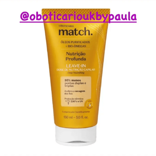 Leave-in Match Nutrição Profunda, 150ml O Boticario Deep Nutrition Leave-in